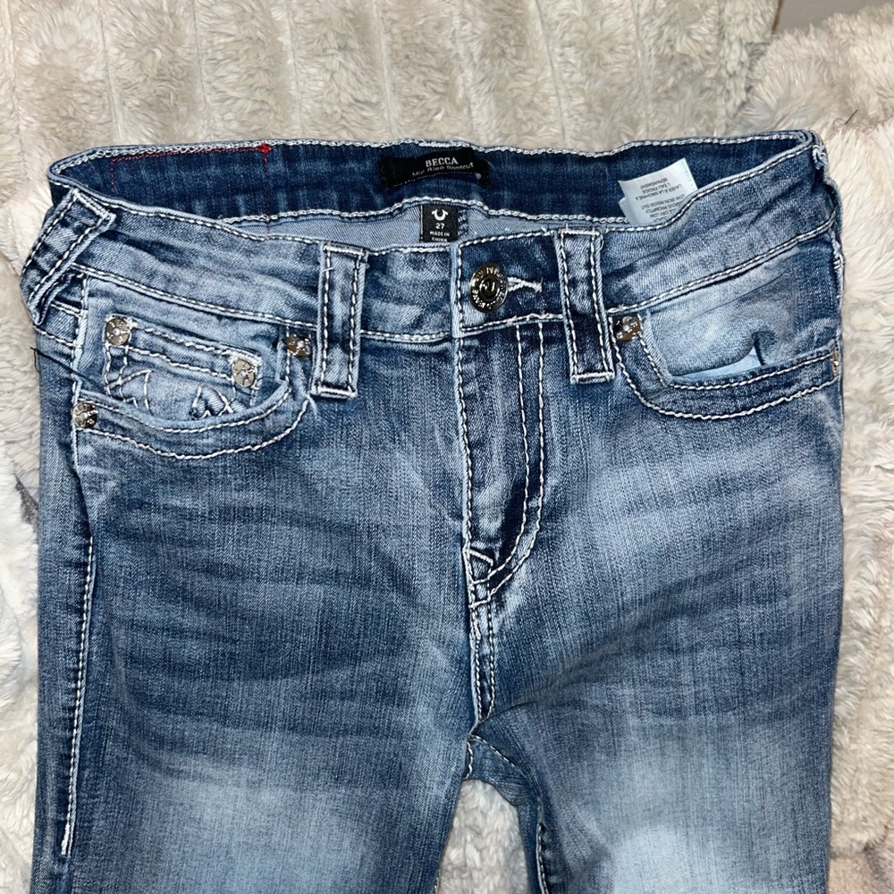 True Religion Women's Distressed Blue Skinny Jeans